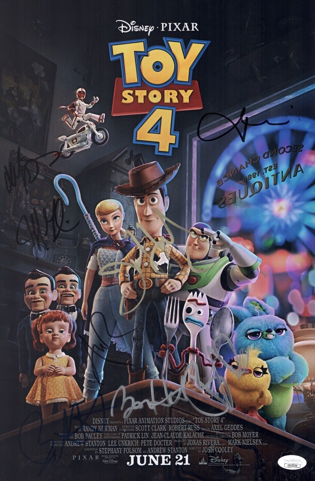 Annie Potts TOY STORY 4 Cast X7 Signed 11x17 Photo Poster painting In Person Autograph JSA COA