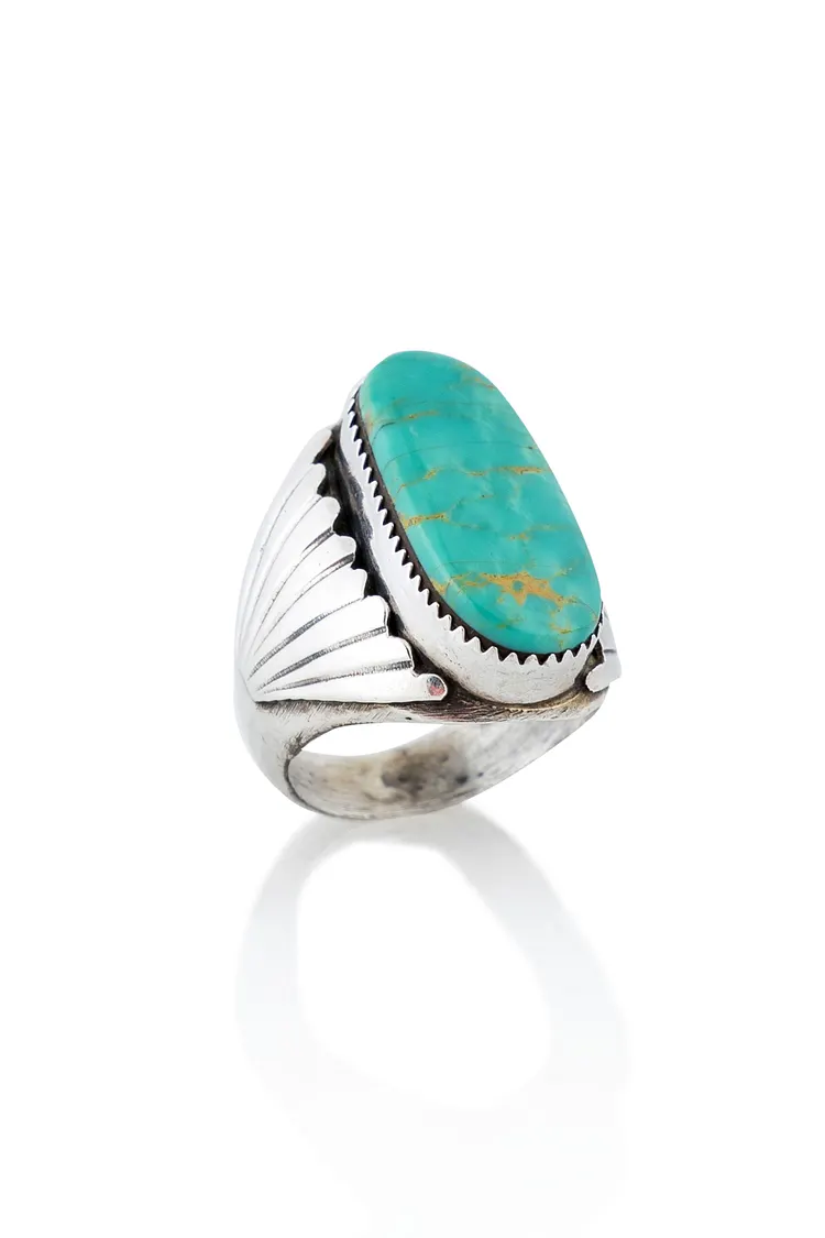 Ring, Turquoise, Single Stone, Hallmark, Vintage, 629