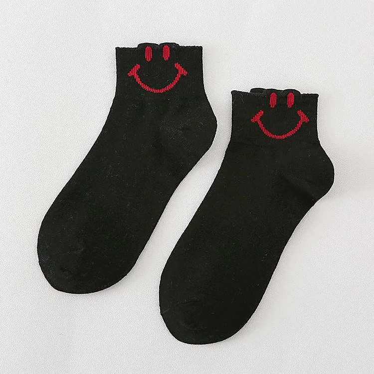 Cartoon Smile Short Socks