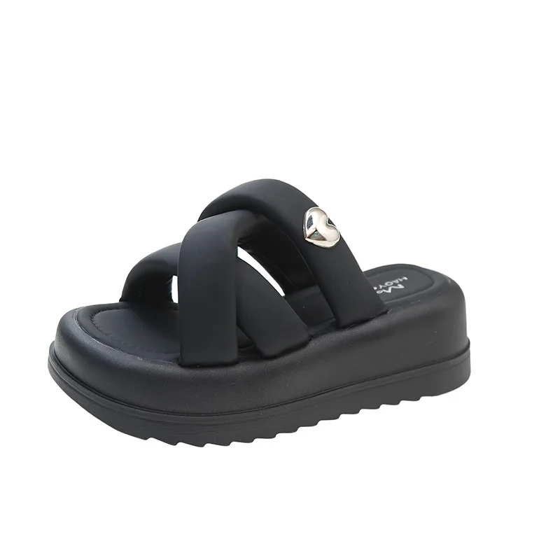 Tanguoant Tanguoant Summer New Platform Soft Leather Slippers Women Wear Cross-Platform Beach Shoes Casual Fairy Wind Sandals