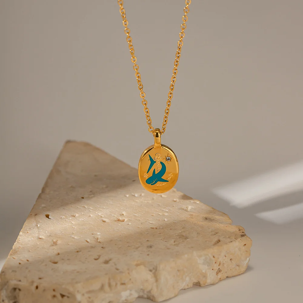 Mystery Wave Shark Pendant Necklace