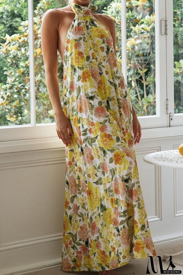 MidiSono - Fashion Halter Neck Long Backless Dress