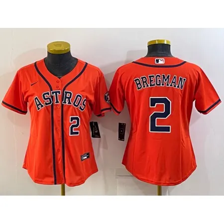 Women's Houston Astros #2 Alex Bregman Orange With Patch Cool Base Stitched Baseball Jersey(Run Small) 218L