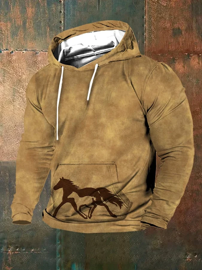 Men's Western Horse Galloping Printed  Sweatshirt