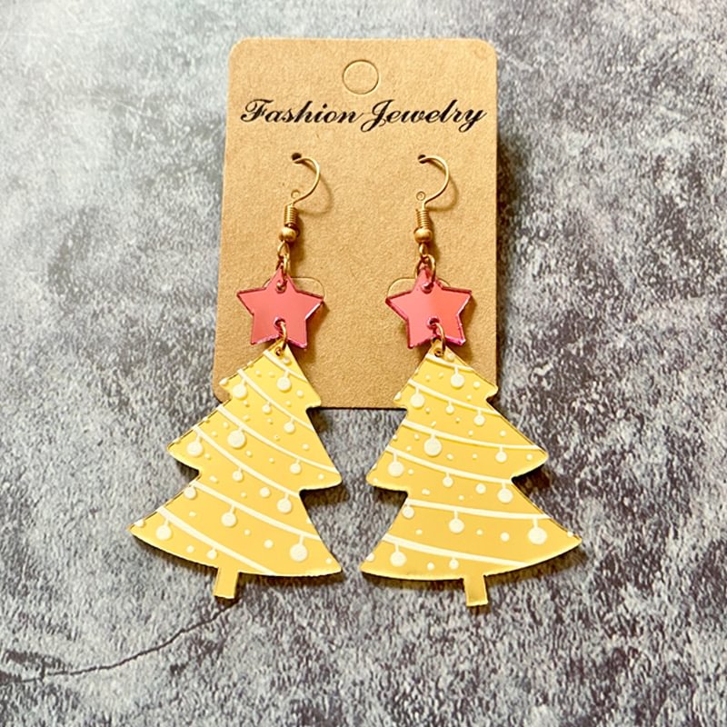 Christmas Tree Acrylic Fashion Glitter Earrings