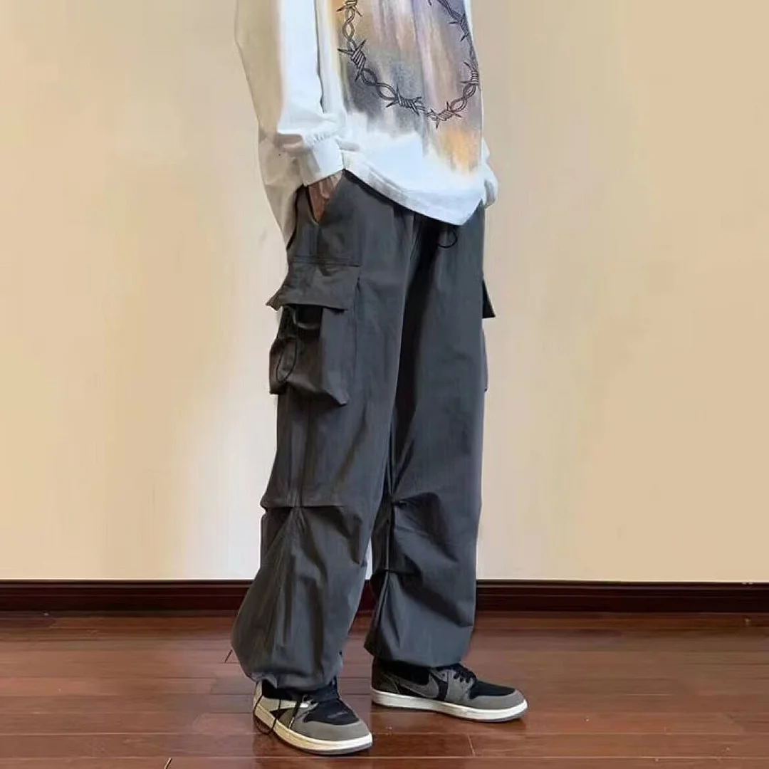 Inongge Cargo Pants Men Streetwear Hip Hop Pants Elastic Waist Harem Ankle length Trousers Black Harajuku Casual Pocket Women Pants