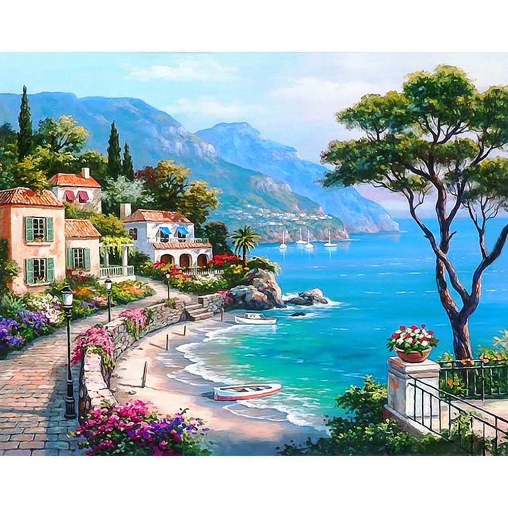 

Seaside Villa - Special Shaped Diamond Painting - 30*25CM, 501 Original