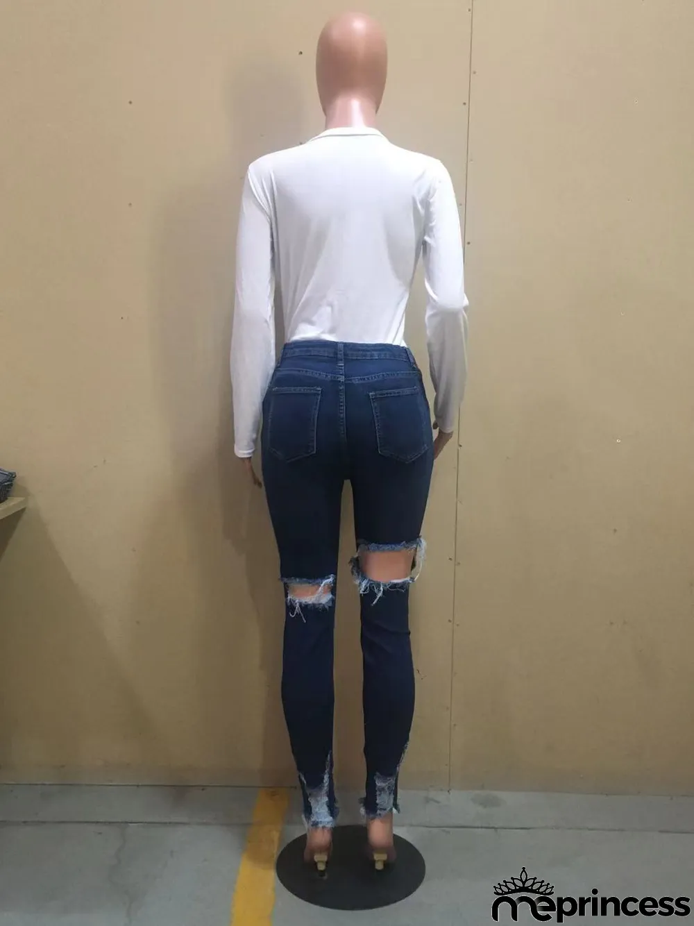 Fall Sexy Slim Hih Waist Ripped Jeans