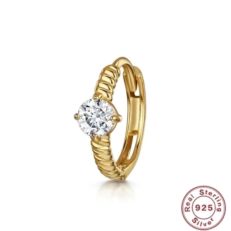 1 Piece 925 Sterling Silver Zircon Round Square Earrings