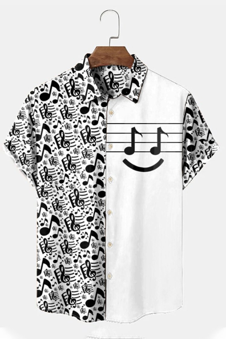 Resort Casual Note Pattern Short Sleeve Shirt