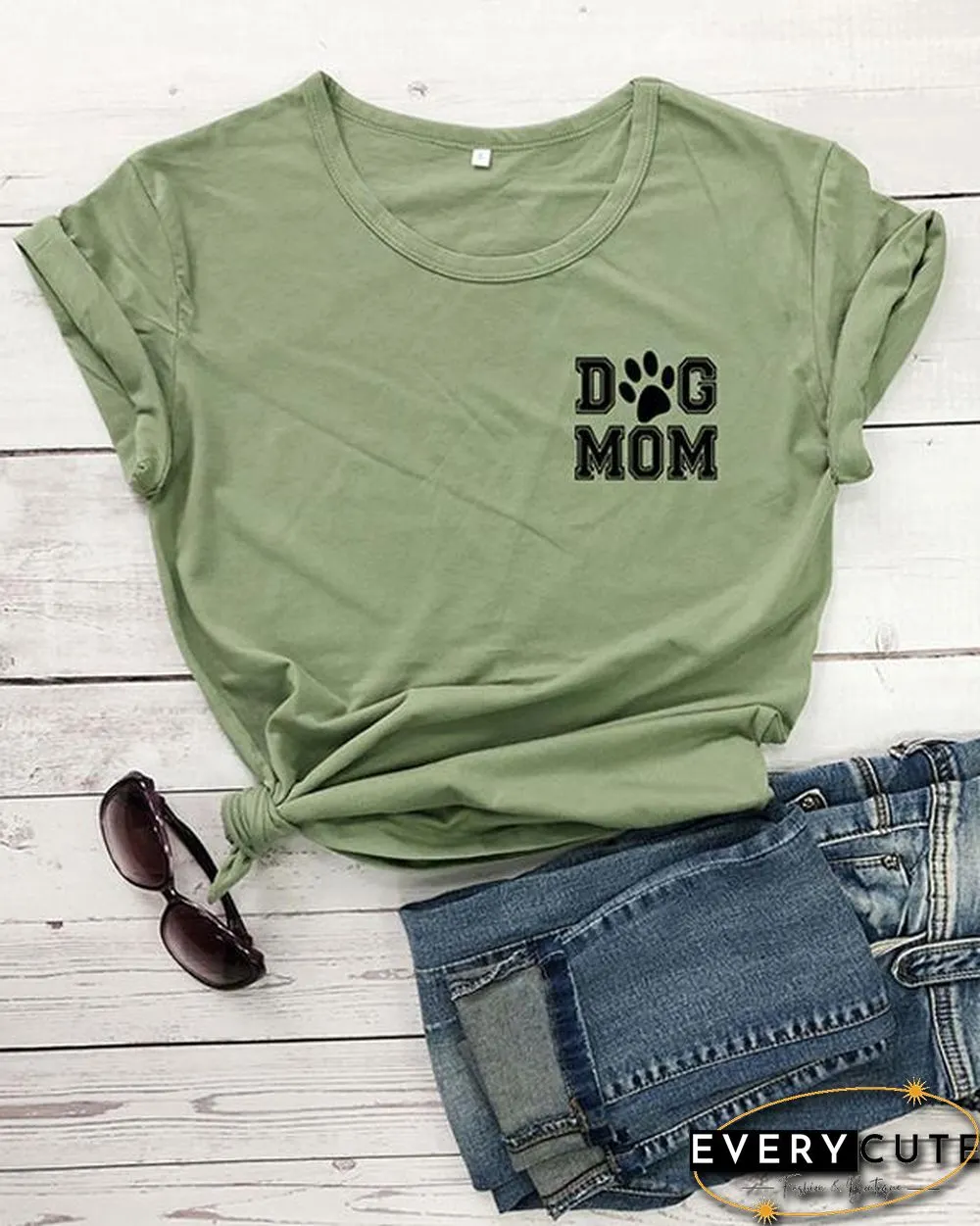 Dog Mom Cotton Tee Printed T-Shirt