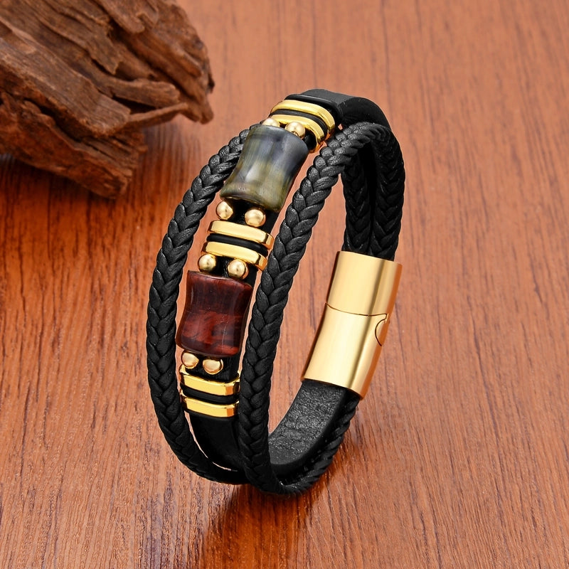 Punk Classic Style Commute Geometric Leather Rope Metal Men’s Bracelets