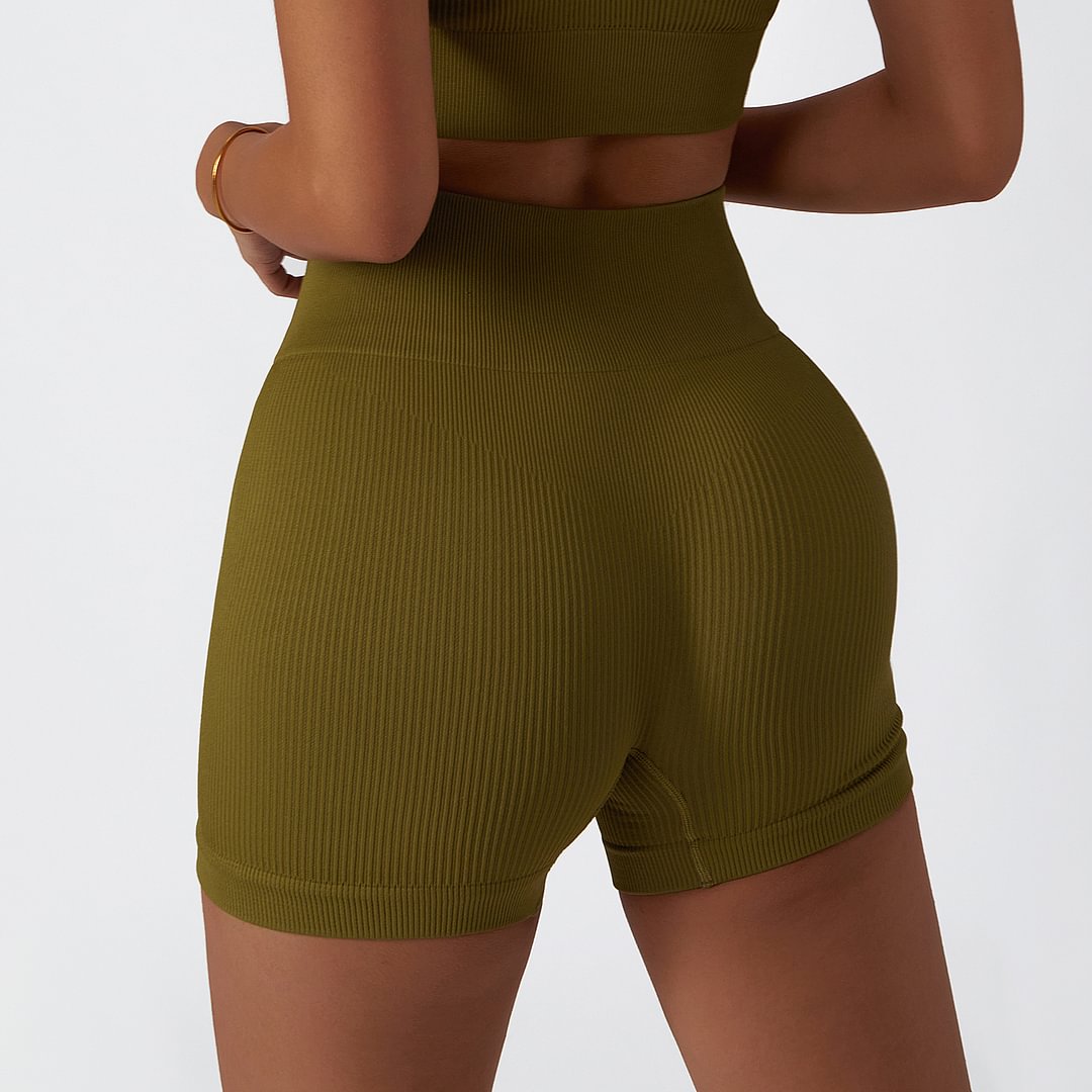 Buy high performance non see through seamless ribbed workout biker shorts with tummy control of high quality on Hergymclothing