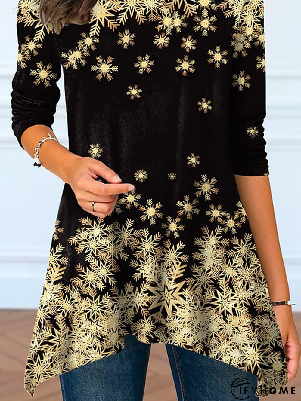 Casual Christmas Jersey Crew Neck T-Shirt | IFYHOME