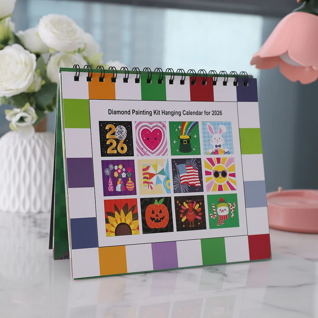 2026 Diamond Art Painting Calendar DIY Wall Calendar 12-Month Flip Wall Calendar