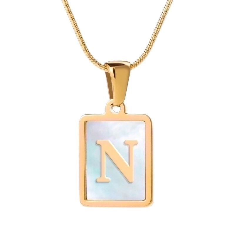 Stainless Steel 18K Gold Plated Casual Commute Plating Inlay Letter Shell Pendant Necklace