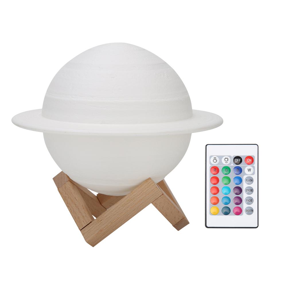 

16 Colors Rechargeable 3D Print Saturn Remote Moon-3D Night Light, 501 Original