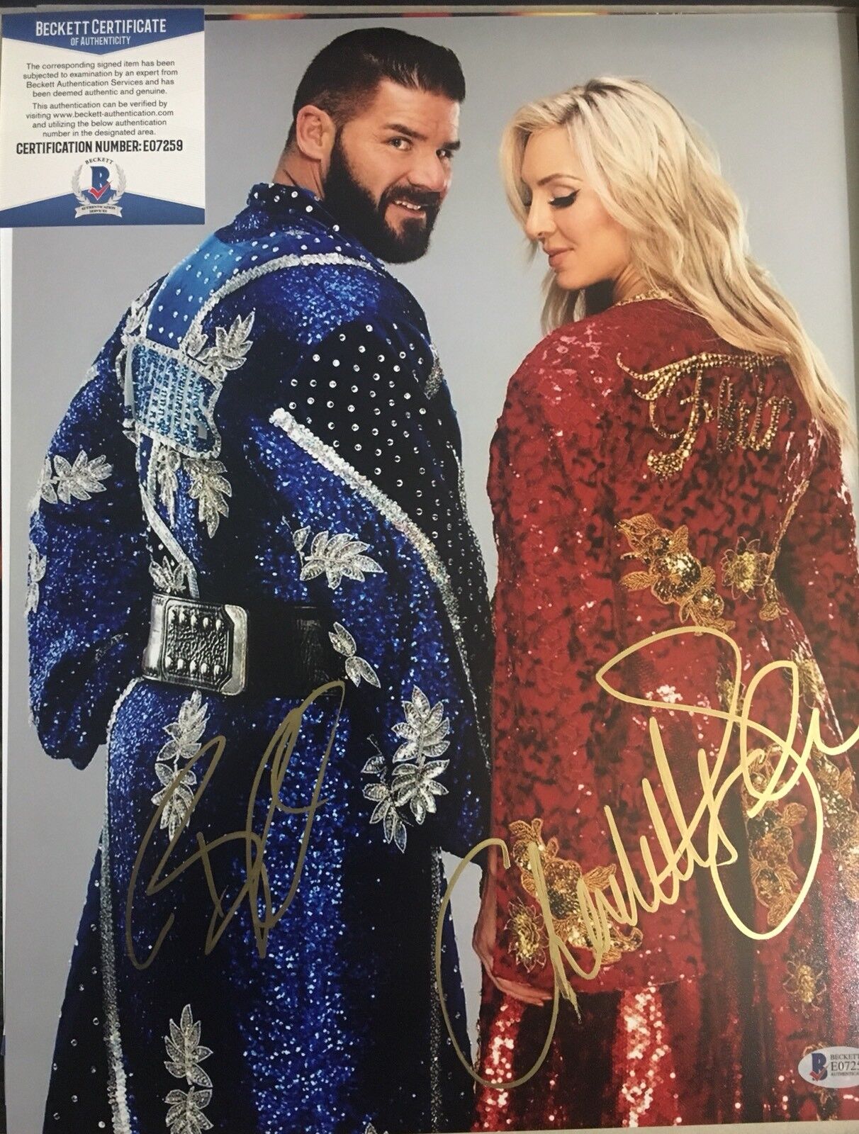 Charlotte Flair Bobby Roode Signed 11x14 Photo Poster painting WWE BAS BECKETT Wrestlemania NXT