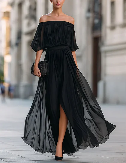 sachin and babi light blue dress Clothing: Maxi Dresses: 'Clara' Black Velvet & Blush Chiffon Maxi Dress main image 1