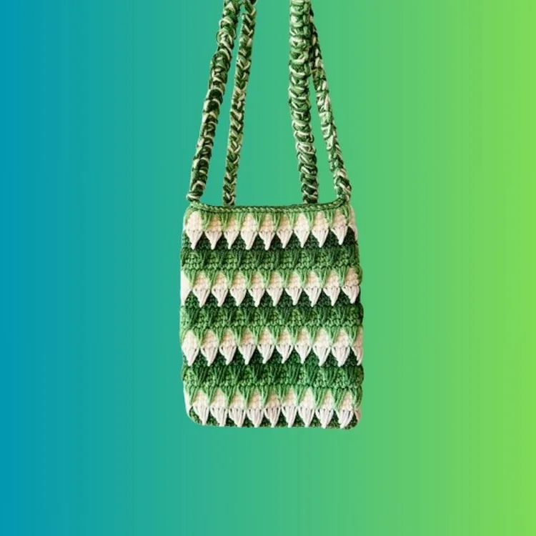 Lulusnow Handmade Green Classic Striped Patterns Small Shoulder Bag  