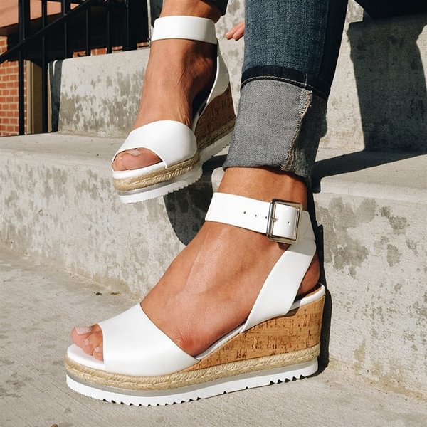 TeeYours Fashion Women Peep Toe Platform Shoes Ladies High Heel Wedge Sandals Female Ankle Buckle Sandals - Shop Trendy Women's Fashion | TeeYours