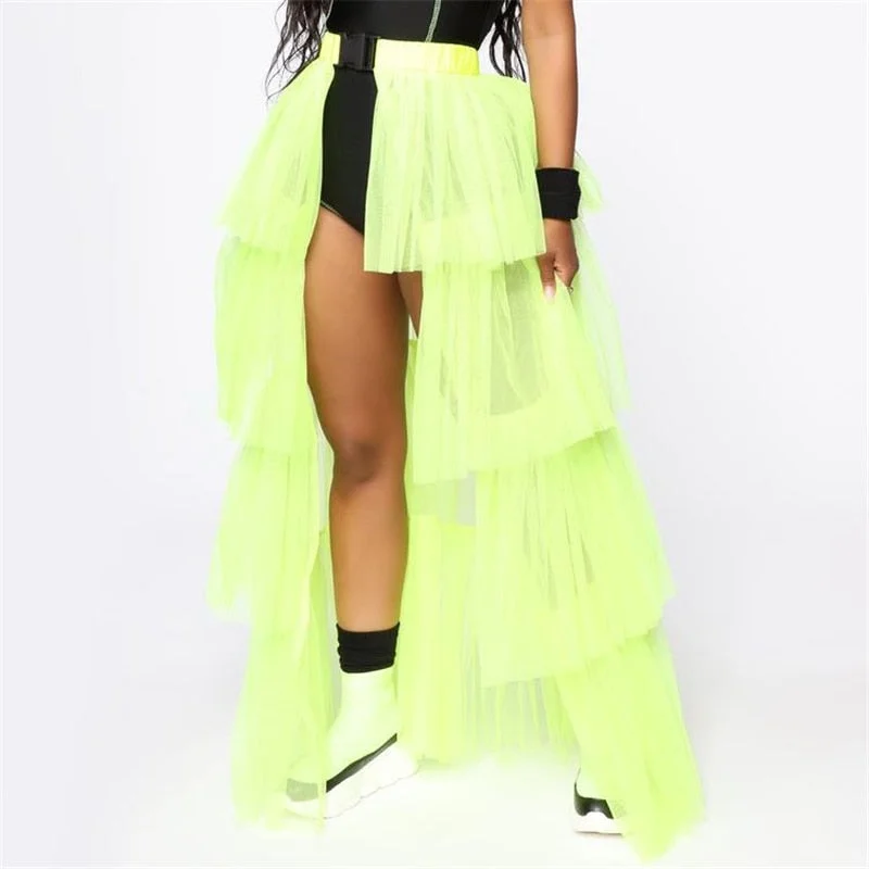 Women's Tutu Skirt Summer Mesh Tulle High Waist Tutu Bustle Skirts Dancing Skirt Ball Gown Solid Color Streetwear Ladies Skirts