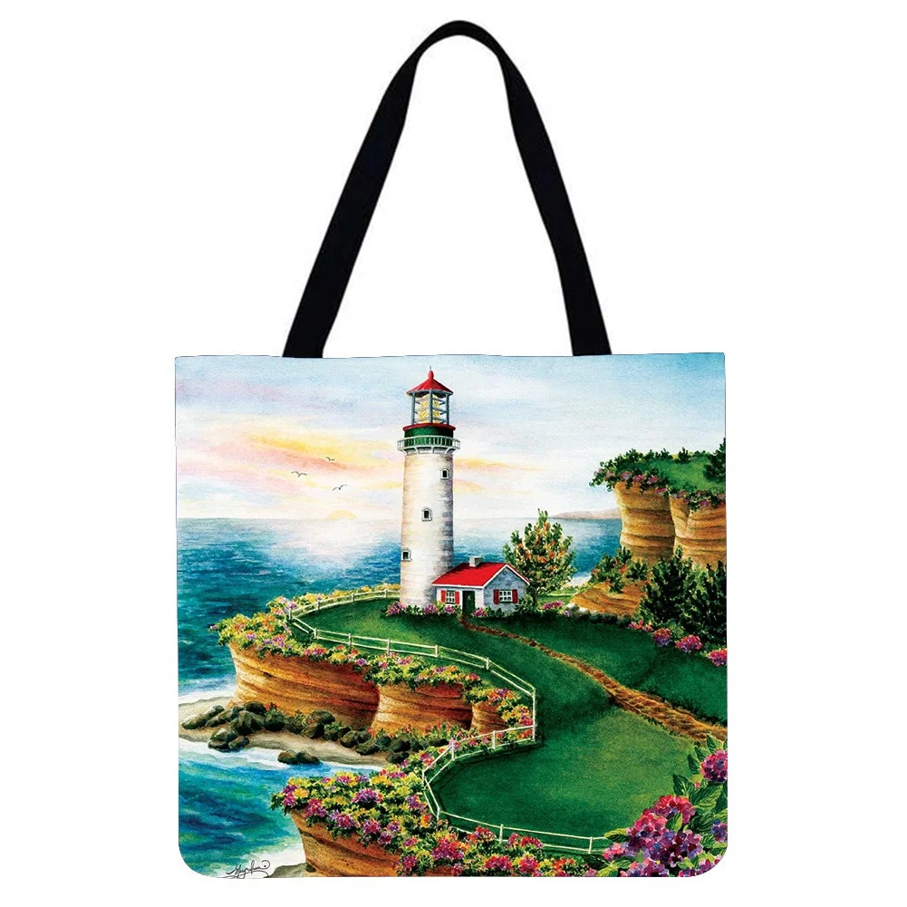 Linen Tote Bag - Seaside scenery