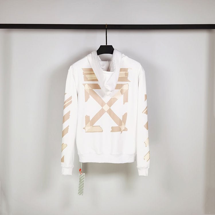 Off Ow White Sweater Hooded Zipper Hip Hop Loose Couple Spring and Autumn Coat