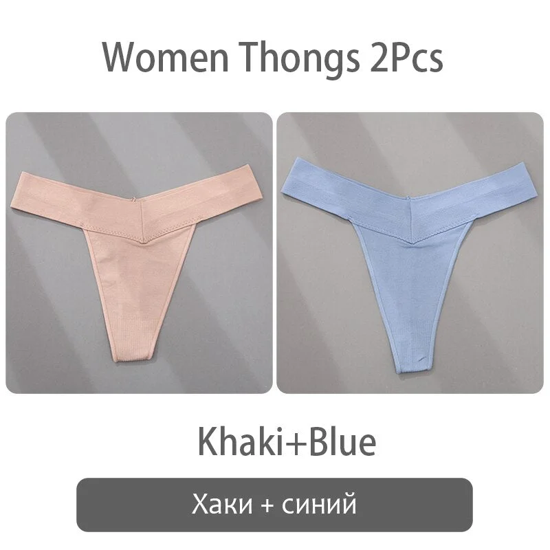FINETOO S-2XL Women Thongs Sexy V Waist G-String Panties Plus Size T-back Underpants Ladies Thongs Underwear Female Lingerie New