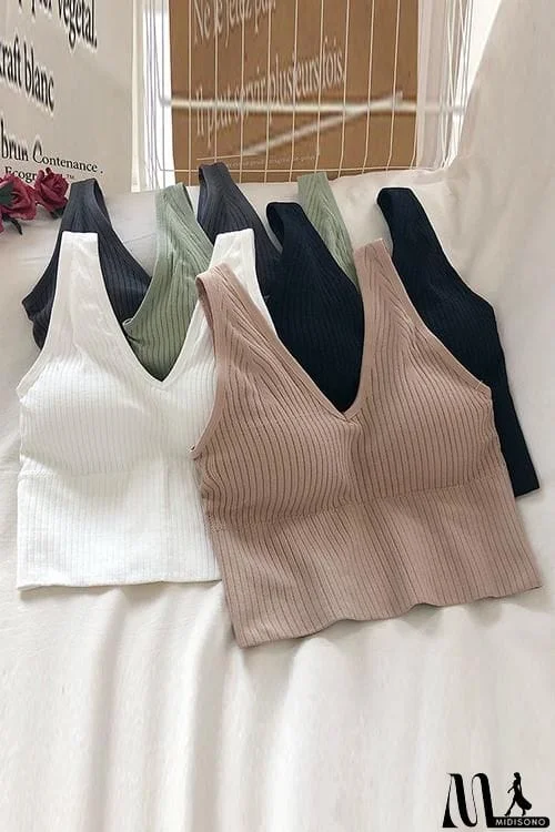 MidiSono - Elastic Wide Strap V Neck Brami