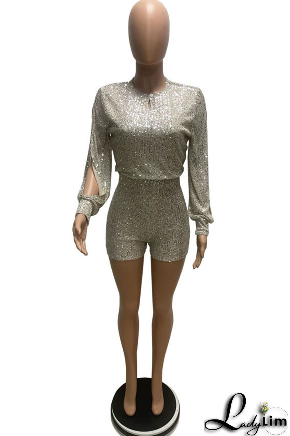 Purple Fashion Casual Solid Sequins O Neck Jumpsuits