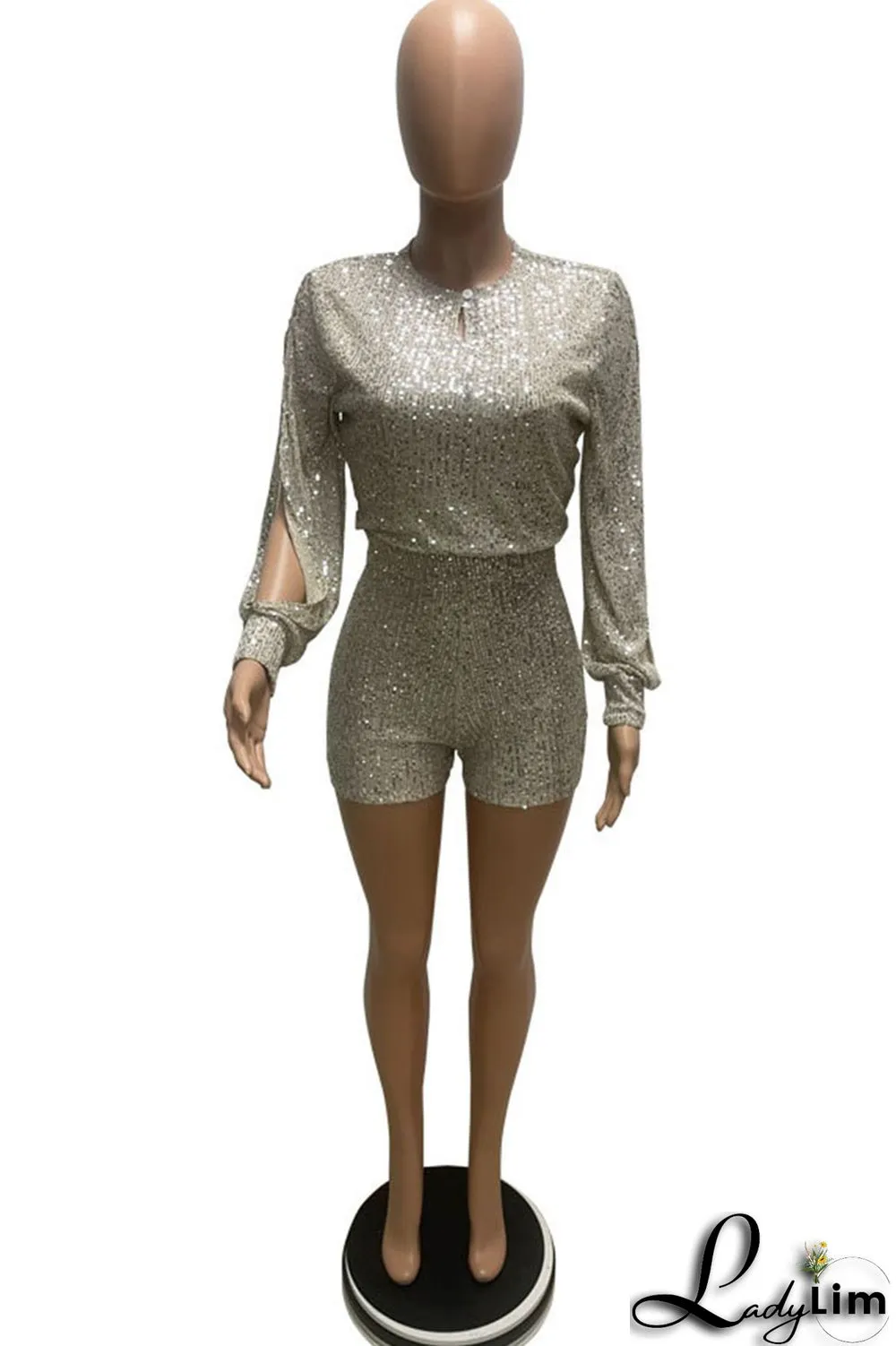 Purple Fashion Casual Solid Sequins O Neck Jumpsuits