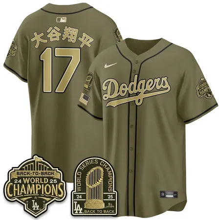 Youth Los Angeles Dodgers #17 Shohei Ohtani Olive New Era 2026 Armed Forces Day Jersey VBQB