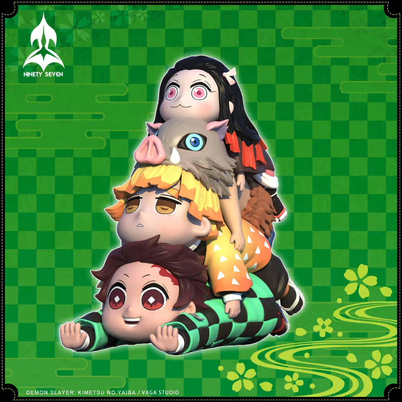 NINETY SEVEN Studio - Demon Slayer Stacking Figures Tanjiro & Nezuko & Zenitsu & Inosuke Statue(GK)-