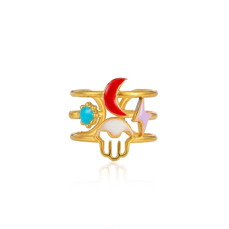 Elegant Minimalist Geometric 304 Stainless Steel Enamel Stainless Steel Rings