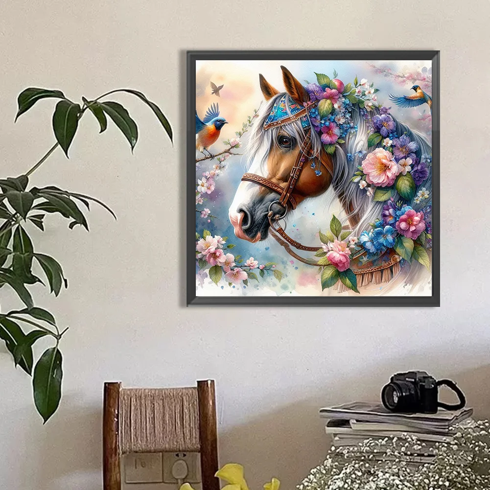 Diamond Painting - Full Round Drill - Flower Horse(Canvas|40*40cm)