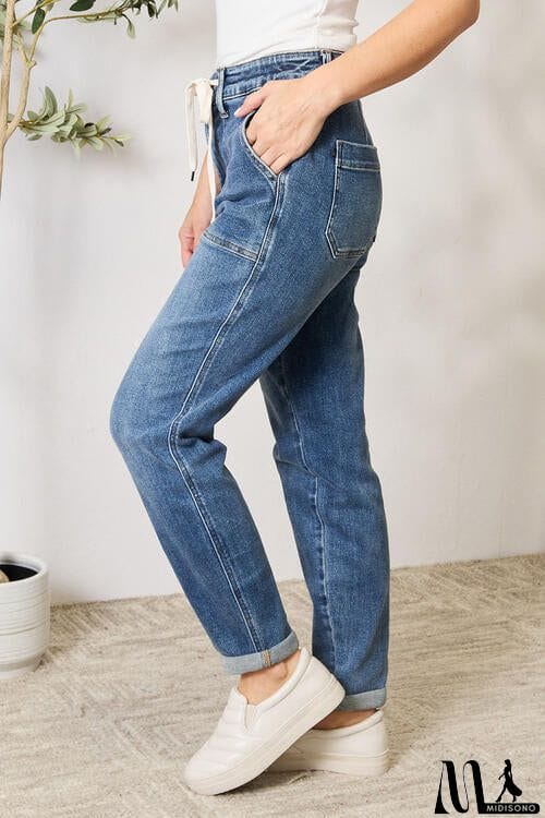 MidiSono - Judy Blue Full Size High Waist Drawstring Denim Jeans