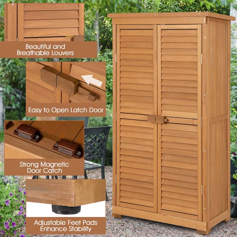 Eletriclife Outdoor Wooden Garden Tool Storage Cabinet