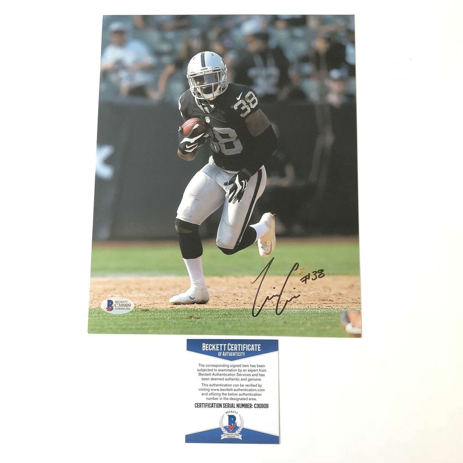 TJ Carrie signed 8x10 Photo Poster painting BAS Beckett Oakland Raiders Autographed