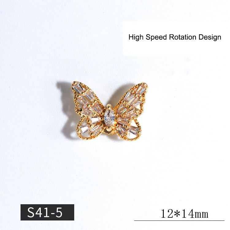 Nail Art Decoration Elegant Butterfly Flower Pearl Designs 5Pcs/Set Alloy With Exquisite Crystal Nail Tips Beauty Salons