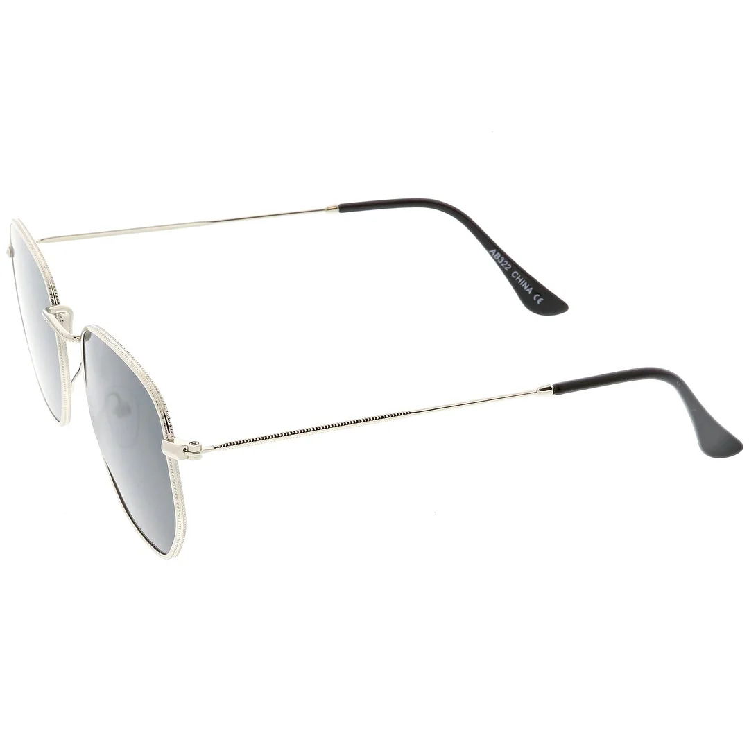 Modern Metal Geometric glasses Slim Arms Neutral Flat Lens 51mm