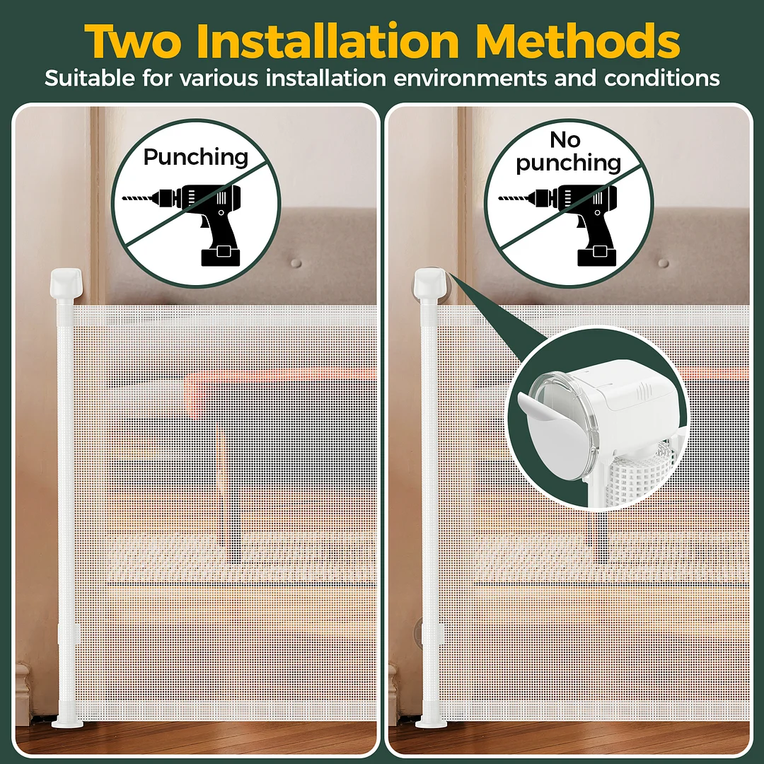 BEBANG Retractable Baby Gate, 71" Extra Wide, Retractable Dog Gate for Doorways, Stairs, Hallways, Indoor and Outdoor, Black