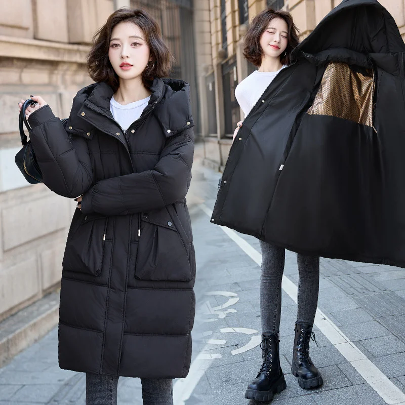 Toloer Winter New Hooded Cotton-Padded Suit Korean Version Of The Large Size Long Loose Over The Knee Thick Padded Clothes Bread Coat-Outfit Ideas