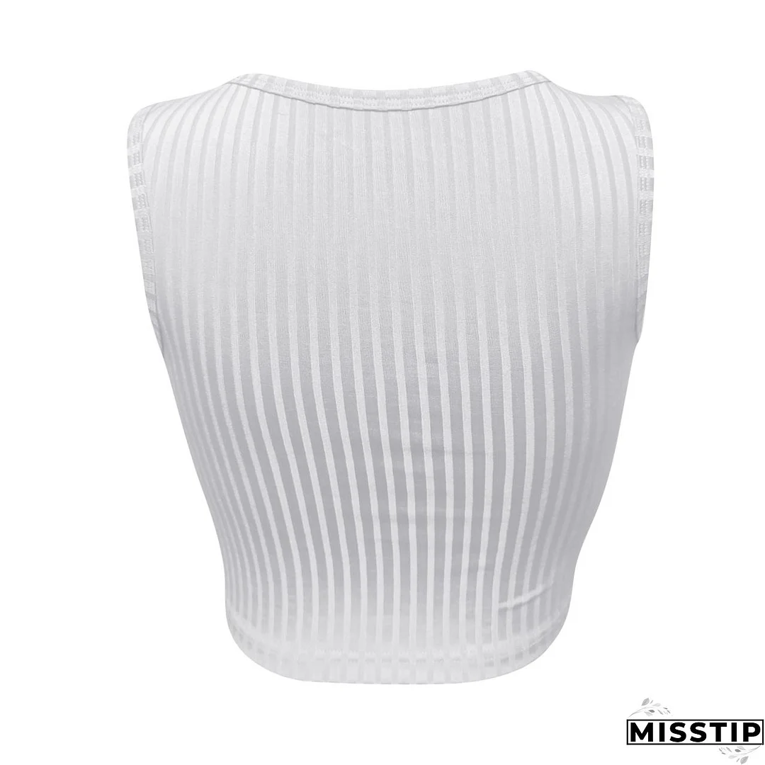Women's Summer Casual Ribbed Tops Sexy Solid Color  Buttoned Vest