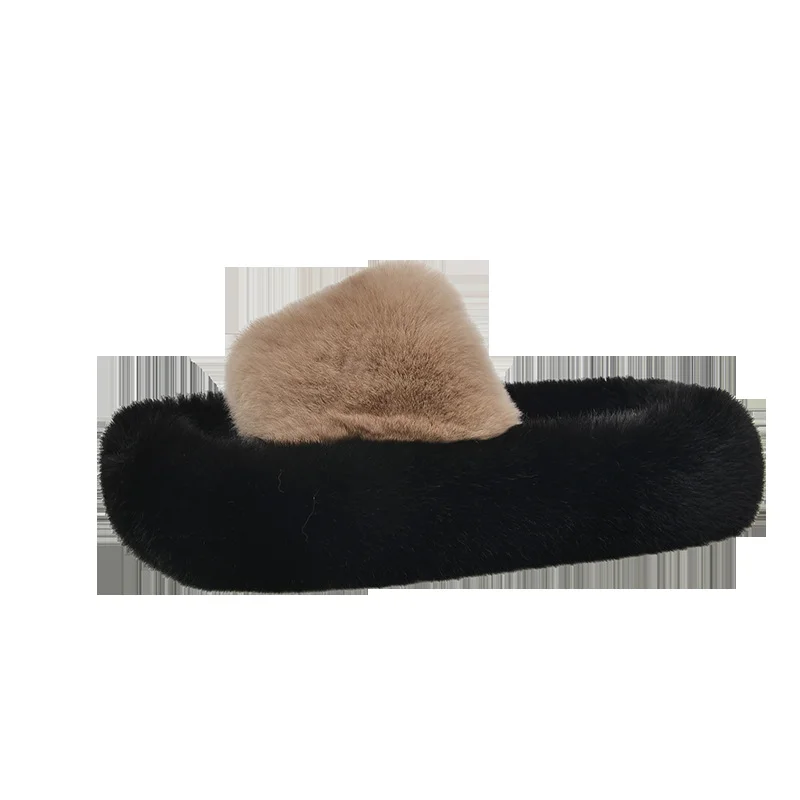 Yyvonne Wear Thick-Sed Haired Slippers Women 2025 Autumn And Winter Plush Indoor Home Lazy Cotton Slippers Tide