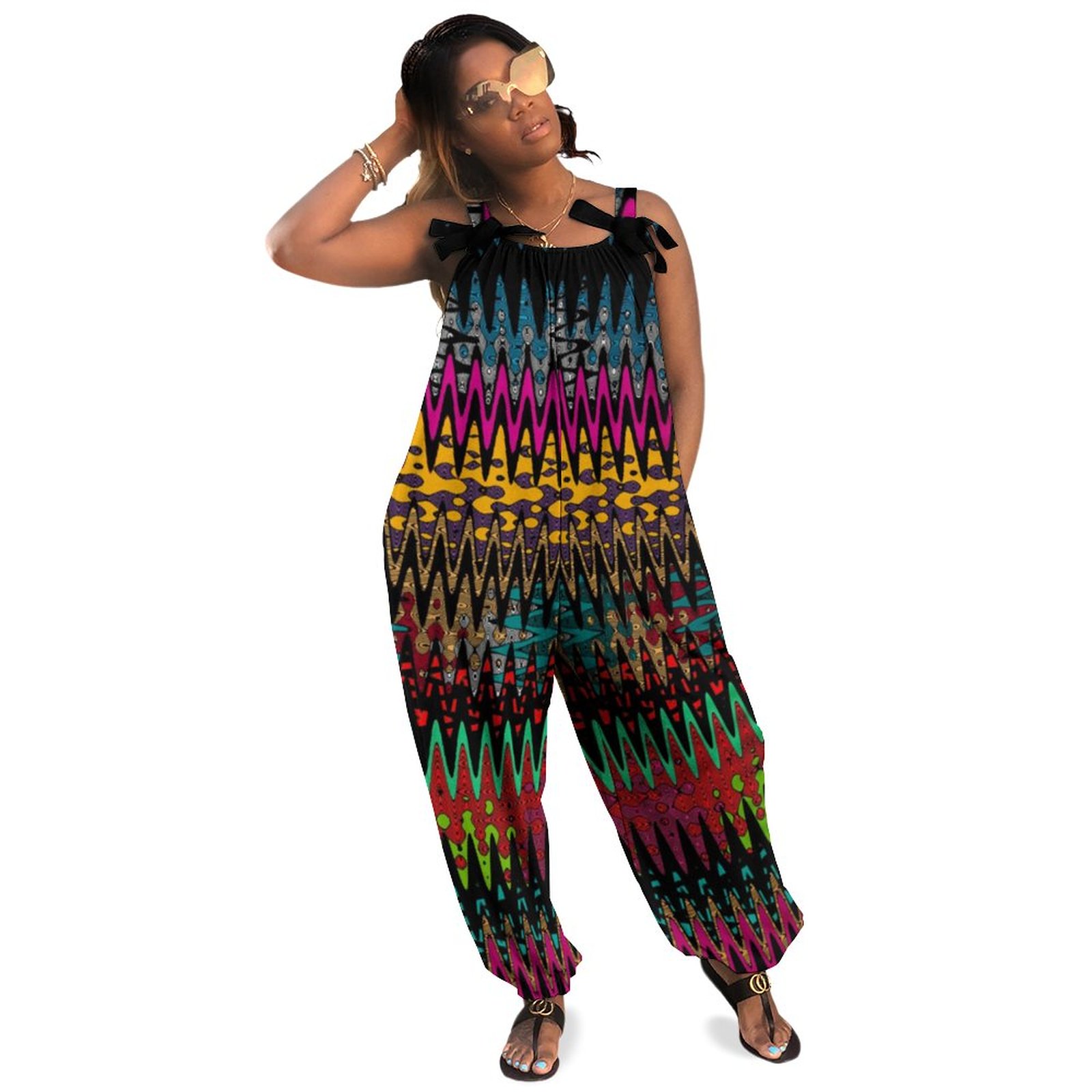 Bootyliscious Liquid Paint Mardi Gras Love Boho Vintage Loose Overall Corset Jumpsuit Without Top