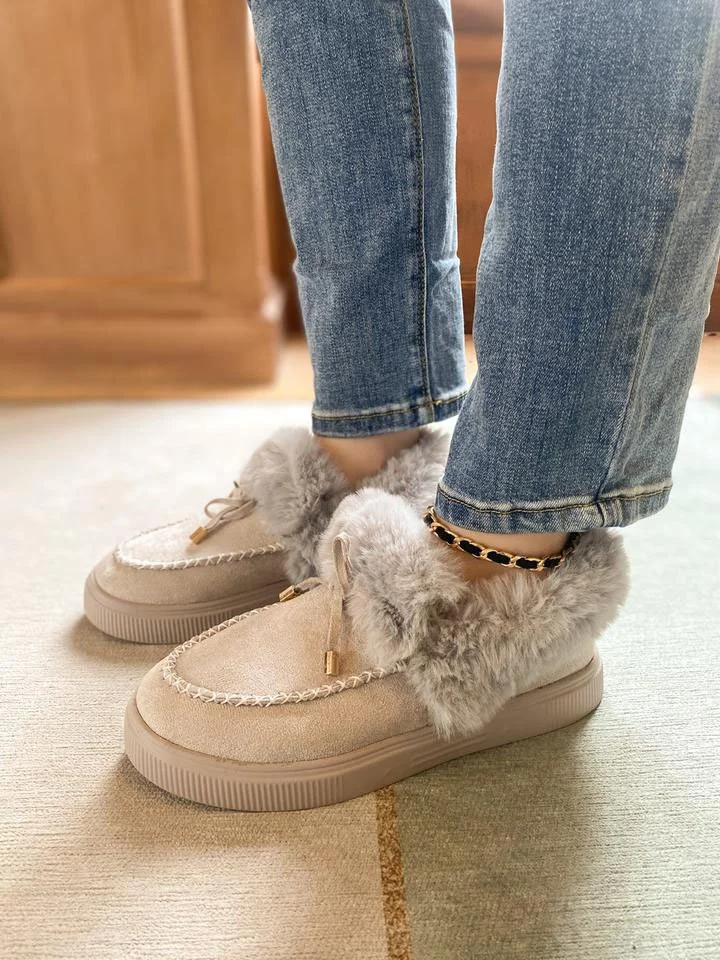 Women Warm Faux Fur Slip-on Loafer Platform Ankle Snow Boots