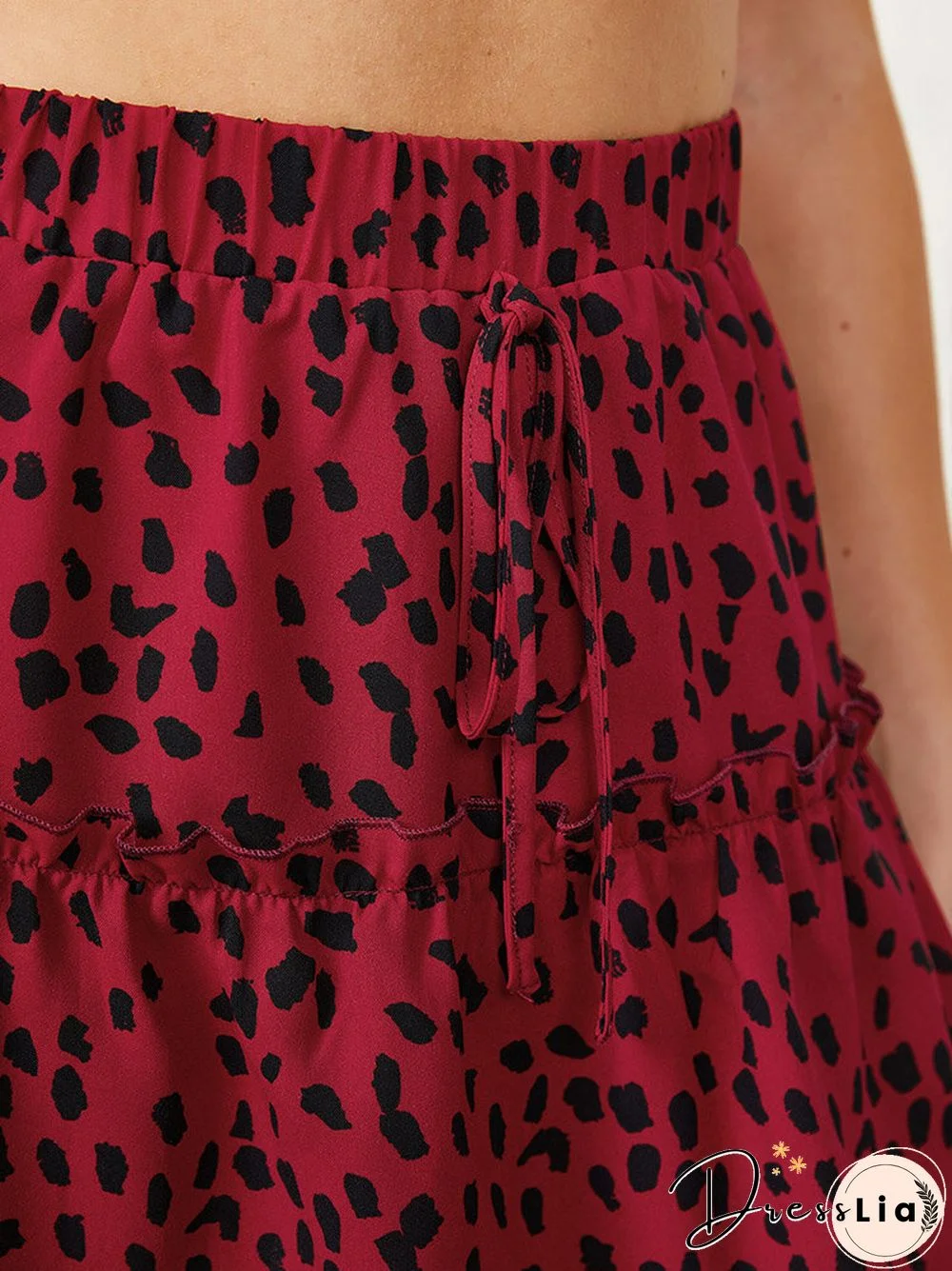 Leopard Print Drawstring Waist A-Line Mini Skirt