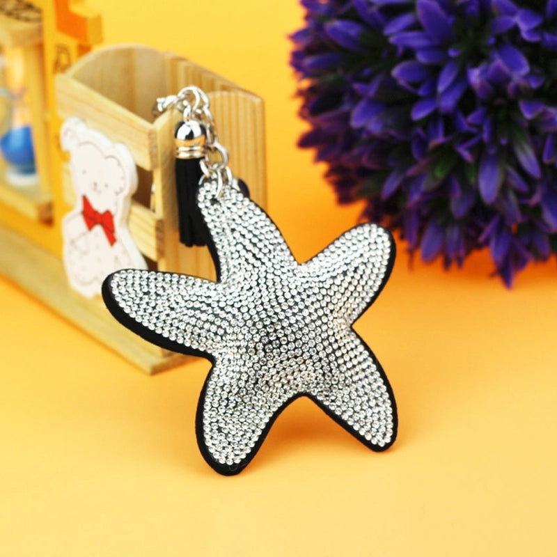 8 Pieces Glam Beach Starfish Flannel Diamond Women’S Keychain
