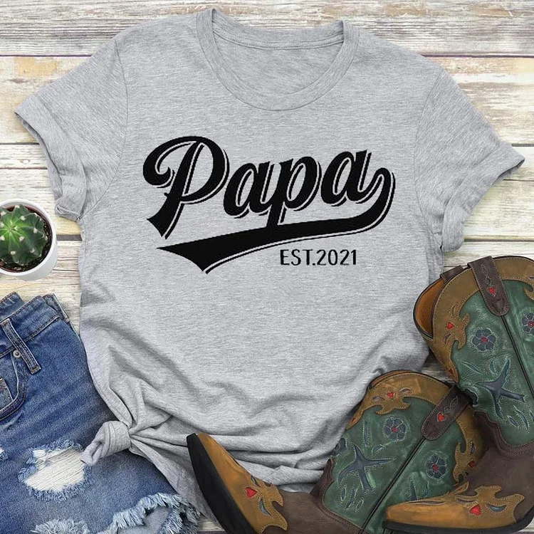 Personalized Papa Est 2021 T-shirt Tee - 01185-Annaletters